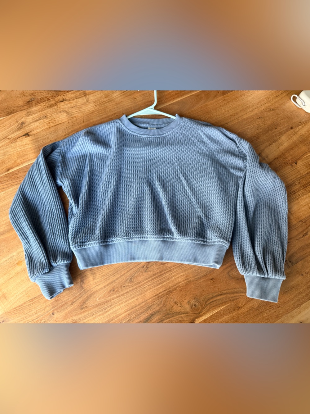 EUC Treasure & Bond Light Blue Girls' Waffle Knit Long Sleeve Top size 10